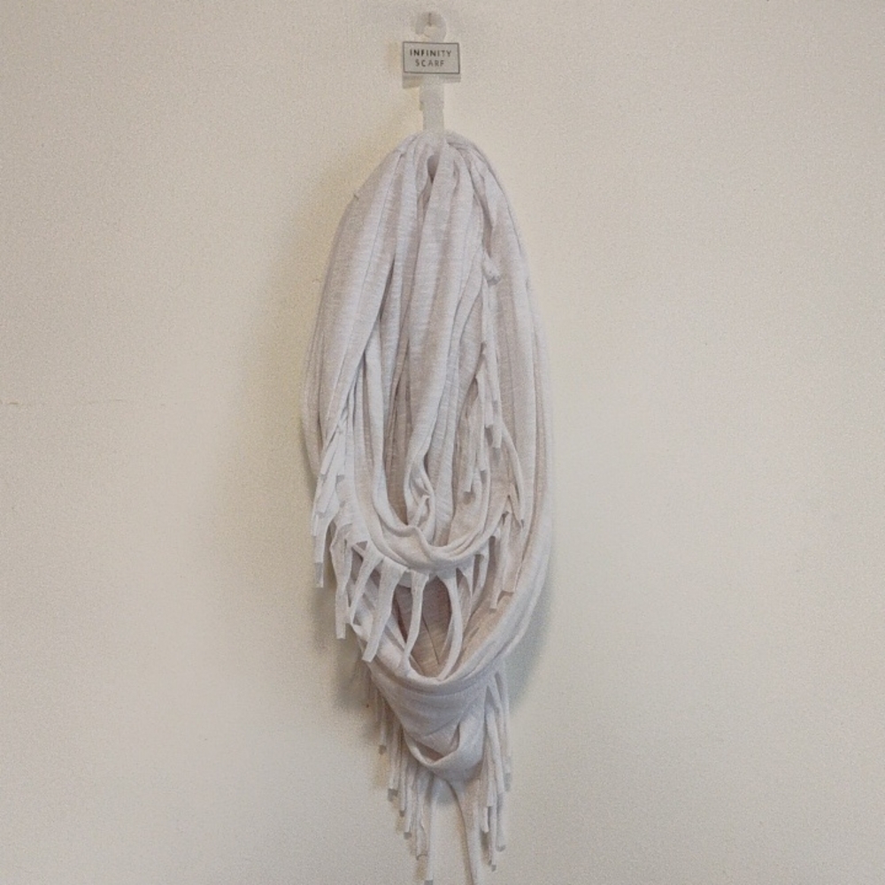 xhilaration | white fringe infinity scarf | NWT